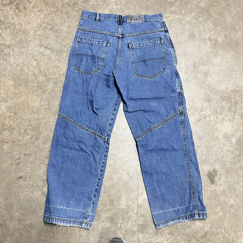 Vintage Y2K Jeans Baggy 33x30 Blue Denim Cargo Oversized JNCO Style Skate Widele - Picture 6 of 6